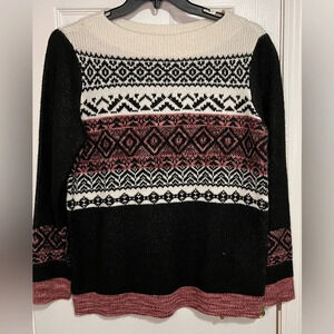 Westport Large Women’s Pullover Sweater -pink, black, white